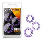 Набор из 3 фиолетовых эрекционных колец Stay Hard Beaded Cockrings - Blush Novelties - в Королеве купить с доставкой