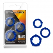 Набор из 3 синих эрекционных колец Stay Hard Beaded Cockrings - Blush Novelties - в Королеве купить с доставкой
