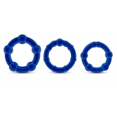 Набор из 3 синих эрекционных колец Stay Hard Beaded Cockrings - Blush Novelties - в Королеве купить с доставкой