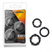 Набор из 3 чёрных эрекционных колец Stay Hard Beaded Cockrings - Blush Novelties - в Королеве купить с доставкой