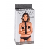 Ошейник с длинной лентой и наручниками Strap Bondage Kit Plus Size - Lola Games - купить с доставкой в Королеве
