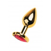 Золотистая анальная пробка с кристаллом-сердцем - 7,5 см. - ToyFa - купить с доставкой в Королеве