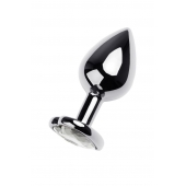 Серебристая анальная пробка с прозрачным кристаллом-сердцем - 8 см. - ToyFa - купить с доставкой в Королеве