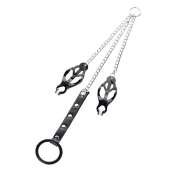 Черно-серебристые зажимы для сосков с кольцом для пениса TOYFA Metal - ToyFa - купить с доставкой в Королеве