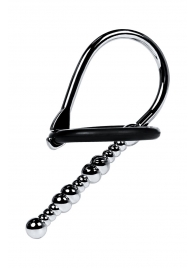 Серебристый уретральный плаг-бусины TOYFA Metal с мягким фиксириющим кольцом - ToyFa - купить с доставкой в Королеве