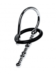 Серебристый уретральный плаг-бусины TOYFA Metal с мягким фиксириющим кольцом - ToyFa - купить с доставкой в Королеве