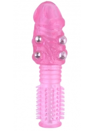 Стимулирующая розовая насадка с шишечками и шипами - 13,5 см. - Toyfa Basic - в Королеве купить с доставкой
