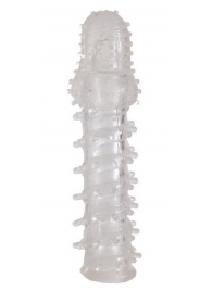 Прозрачная, закрытая насадка с шипами и точками - 13,5 см. - Toyfa Basic - в Королеве купить с доставкой