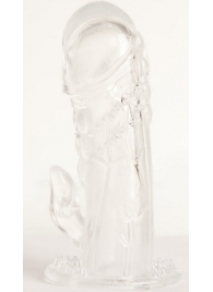 Прозрачная гелевая насадка с клиторальным отростком - 13 см. - Toyfa Basic - в Королеве купить с доставкой