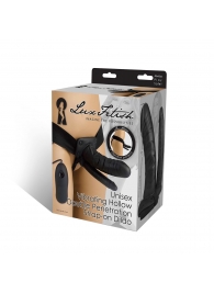 Полый страпон с двумя отростками и вибрацией Unisex Vibrating Hollow Strap-On Double Penetrating Dildo - 17,8 см. - Lux Fetish - купить с доставкой в Королеве
