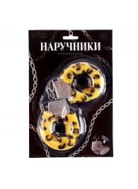 Металлические наручники с леопардовой плюшевой отделкой - Сима-Ленд - купить с доставкой в Королеве
