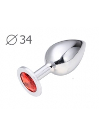 Коническая серебристая анальная втулка с красным кристаллом - 8,2 см. - Anal Jewelry Plug - купить с доставкой в Королеве