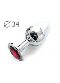 Коническая серебристая анальная втулка с малиновым кристаллом - 8,2 см. - Anal Jewelry Plug - купить с доставкой в Королеве