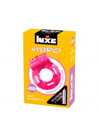Розовое эрекционное виброкольцо Luxe VIBRO  Ужас Альпиниста  + презерватив - Luxe - в Королеве купить с доставкой