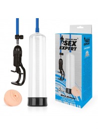 Прозрачная вакуумная помпа Sex Expert с насадкой-вагиной - Sex Expert - в Королеве купить с доставкой