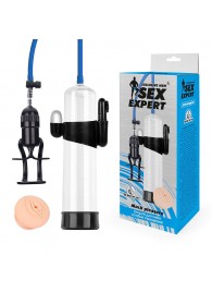 Прозрачная вакуумная вибропомпа Sex Expert с насадкой-вагиной - Sex Expert - в Королеве купить с доставкой