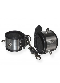 Серебристо-черные наручники с шипами и металлическим блеском - Sitabella - купить с доставкой в Королеве