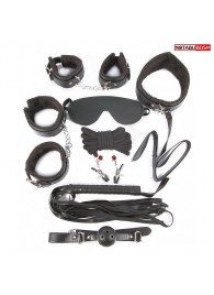 Большой игровой набор БДСМ: наручники, оковы, маска, кляп, плеть, ошейник с поводком, верёвка, зажимы для сосков - Notabu - купить с доставкой в Королеве