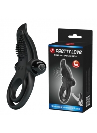 Черное силиконовое эрекционное кольцо с вибрацией и подхватом мошонки - Baile - в Королеве купить с доставкой