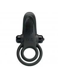 Черное силиконовое эрекционное кольцо с вибрацией и подхватом мошонки - Baile - в Королеве купить с доставкой