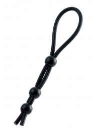 Черное лассо на пенис с тремя бусинами - A-toys - в Королеве купить с доставкой