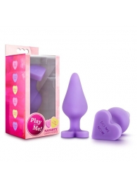 Фиолетовая анальная пробка Naughty Candy Heart Do Me Now - 8,9 см. - Blush Novelties - купить с доставкой в Королеве
