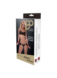 Красно-чёрные наручники на металлической цепочке - Blush Novelties - купить с доставкой в Королеве