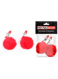 Зажимы для сосков с красным пушком - Notabu - купить с доставкой в Королеве