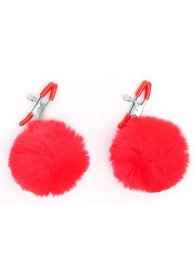 Зажимы для сосков с красным пушком - Notabu - купить с доставкой в Королеве