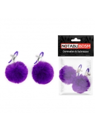 Зажимы для сосков с фиолетовым пушком - Notabu - купить с доставкой в Королеве