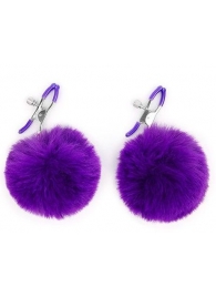 Зажимы для сосков с фиолетовым пушком - Notabu - купить с доставкой в Королеве