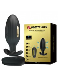Черная анальная вибропробка с электростимуляцией и пультом ДУ Royal Pleasure - 9,2 см. - Baile - купить с доставкой в Королеве