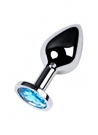 Серебристая конусовидная анальная пробка с голубым кристаллом - 8 см. - ToyFa - купить с доставкой в Королеве