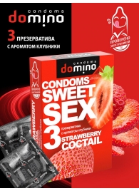 Презервативы для орального секса DOMINO Sweet Sex с ароматом клубничного коктейля  - 3 шт. - Domino - купить с доставкой в Королеве