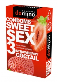 Презервативы для орального секса DOMINO Sweet Sex с ароматом клубничного коктейля  - 3 шт. - Domino - купить с доставкой в Королеве