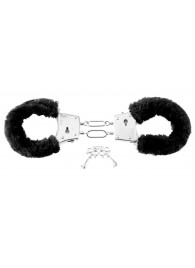 Меховые чёрные наручники Beginner s Furry Cuffs - Pipedream - купить с доставкой в Королеве