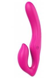 Ярко-розовый безремневой страпон REMOTE DOUBLE DIPPER - 22 см. - Dream Toys - купить с доставкой в Королеве