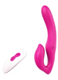 Ярко-розовый безремневой страпон REMOTE DOUBLE DIPPER - 22 см. - Dream Toys - купить с доставкой в Королеве