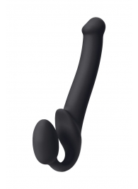 Черный безремневой страпон Silicone Bendable Strap-On M - Strap-on-me - купить с доставкой в Королеве