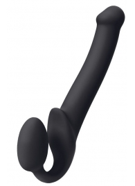 Черный безремневой страпон Silicone Bendable Strap-On M - Strap-on-me - купить с доставкой в Королеве