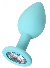 Мятная анальная пробка с прозрачным кристаллом Brilliant - 7 см. - ToyFa - купить с доставкой в Королеве