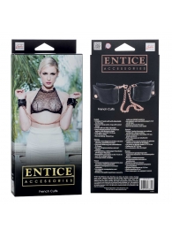 Черные мягкие наручники Entice French Cuffs с цепью - California Exotic Novelties - купить с доставкой в Королеве