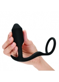 Черное эрекционное кольцо с анальным плагом Snug   Tug - b-Vibe - в Королеве купить с доставкой