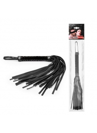 Черная гладкая плеть-флоггер с ручкой - 40 см. - Notabu - купить с доставкой в Королеве