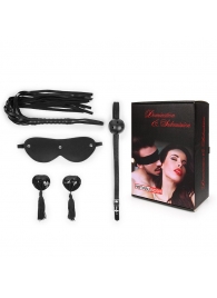 Эротический набор в черном цвете: маска, кляп, пэстисы, плётка - Notabu - купить с доставкой в Королеве