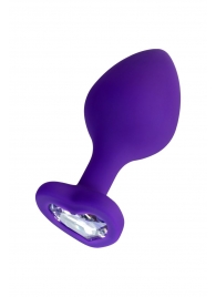 Фиолетовая анальная втулка Diamond Heart с прозрачным кристаллом - 8 см. - ToyFa - купить с доставкой в Королеве