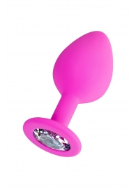 Розовая анальная втулка Brilliant с прозрачным кристаллом - 8 см. - ToyFa - купить с доставкой в Королеве