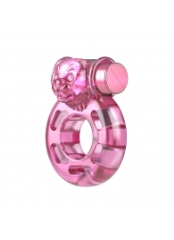 Розовое эрекционное кольцо с вибрацией Pink Bear - Baile - в Королеве купить с доставкой