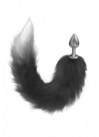 Серебристая анальная пробка с черным хвостом Galaxy - Lola Games - купить с доставкой в Королеве