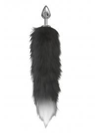 Серебристая анальная пробка с черным хвостом Starlit - Lola Games - купить с доставкой в Королеве